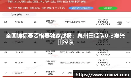 全国锦标赛资格赛独家战报：泉州田径队0-3嘉兴田径队